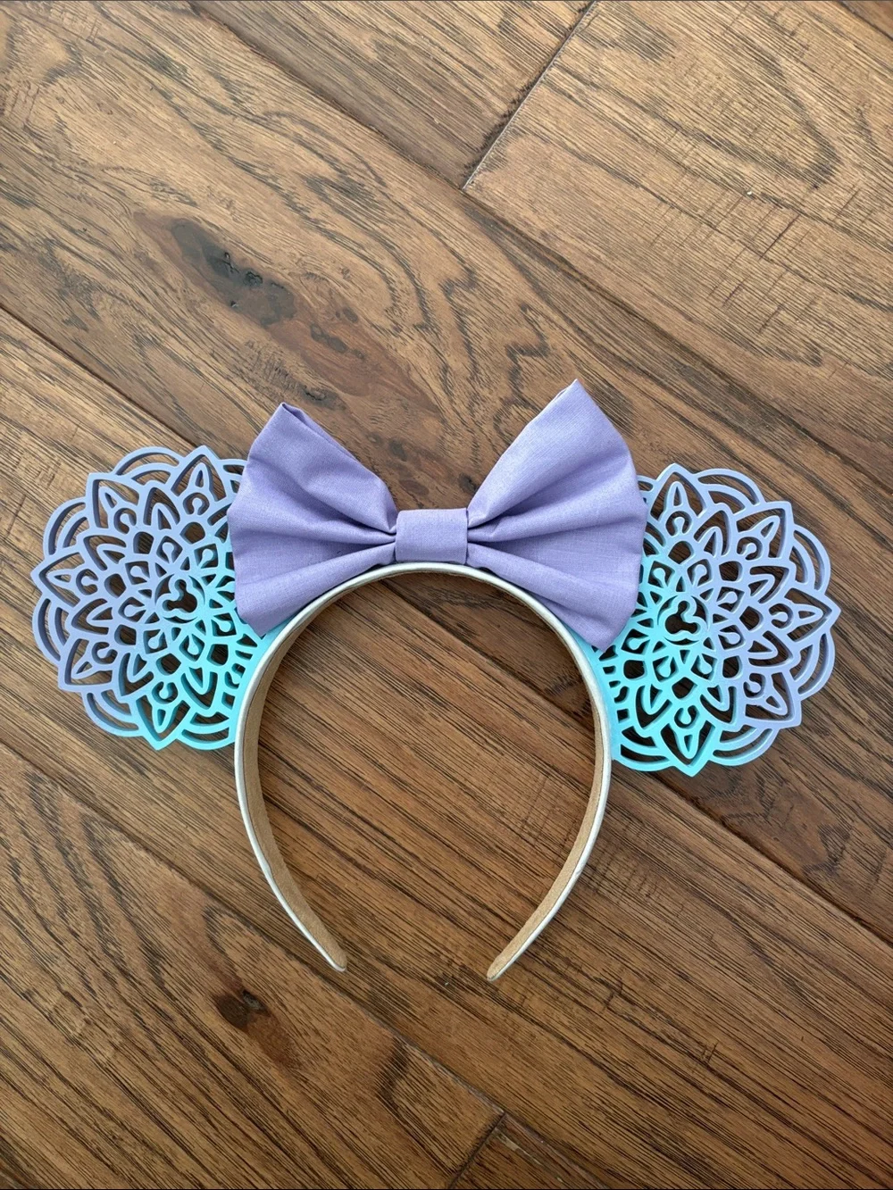 Disney Laser-Cut Floral Mouse Ear Headband with Lavender Bow